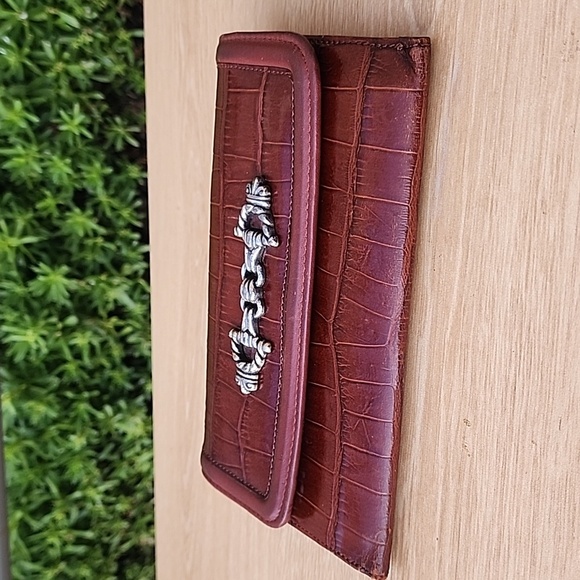 Brighton Brown Crocodile-Embossed Leather Clutch/Wallet - Picture 5 of 11